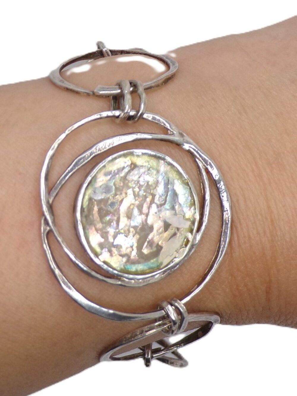 Sterling Silver & Ancient Roman Glass Bracelet – Handcrafted in Israel